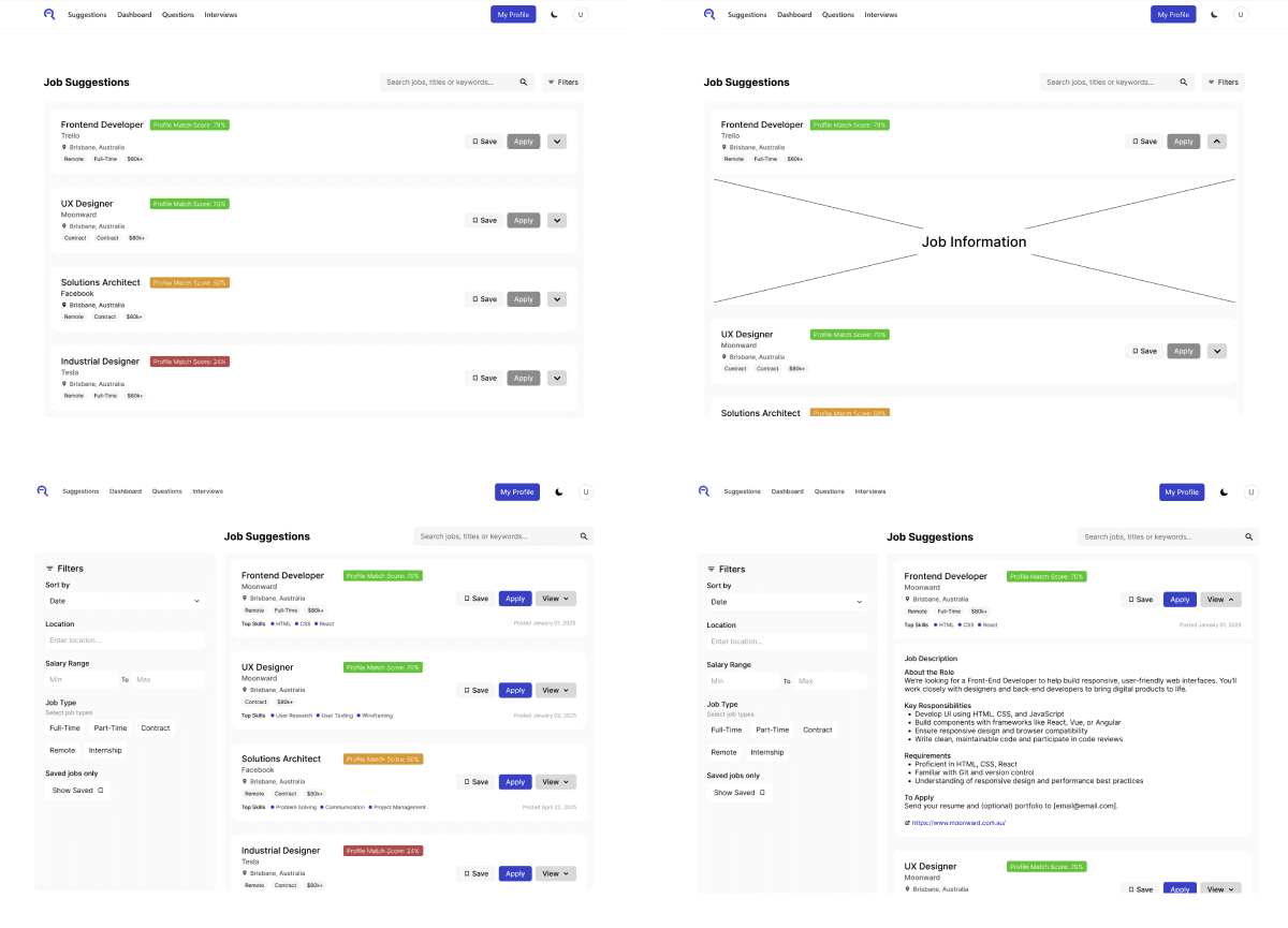 Wireframes & mock ups