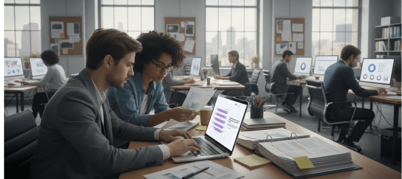Journalist analysing and finding healthcare trends in their office using Ari platform
