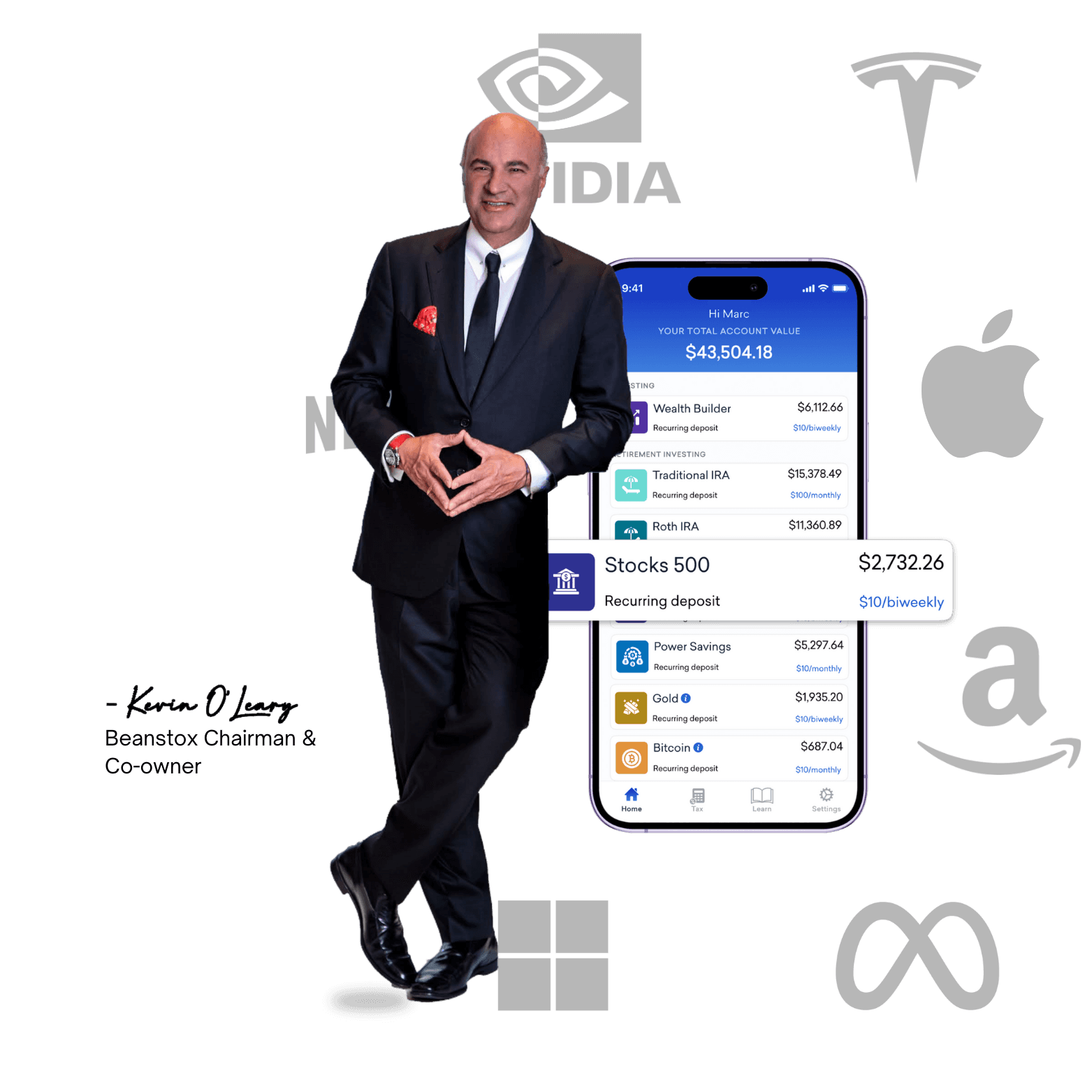 Beanstox mobile app showing projected growth