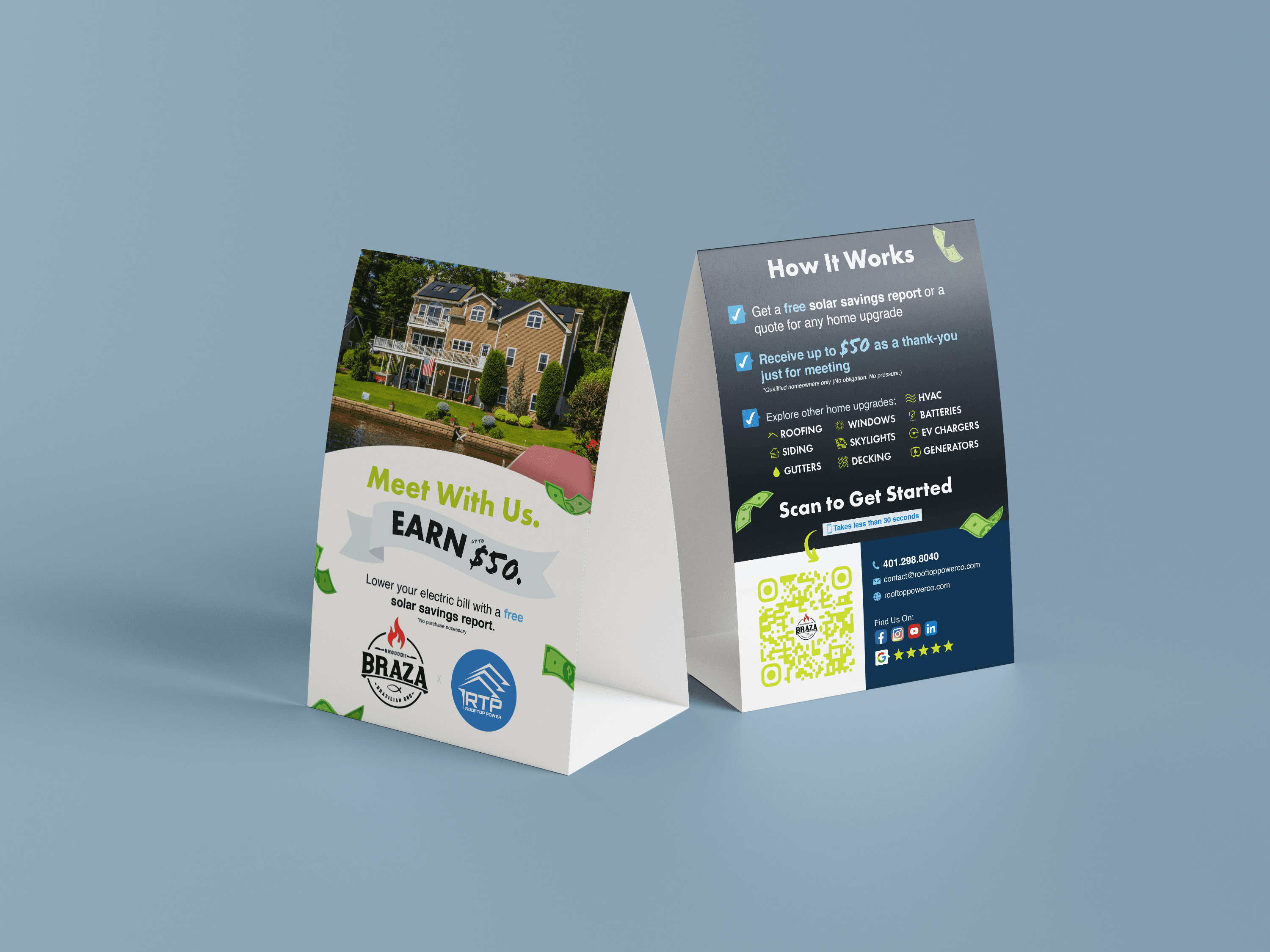 Rooftop Power Get the Referral Table Tent