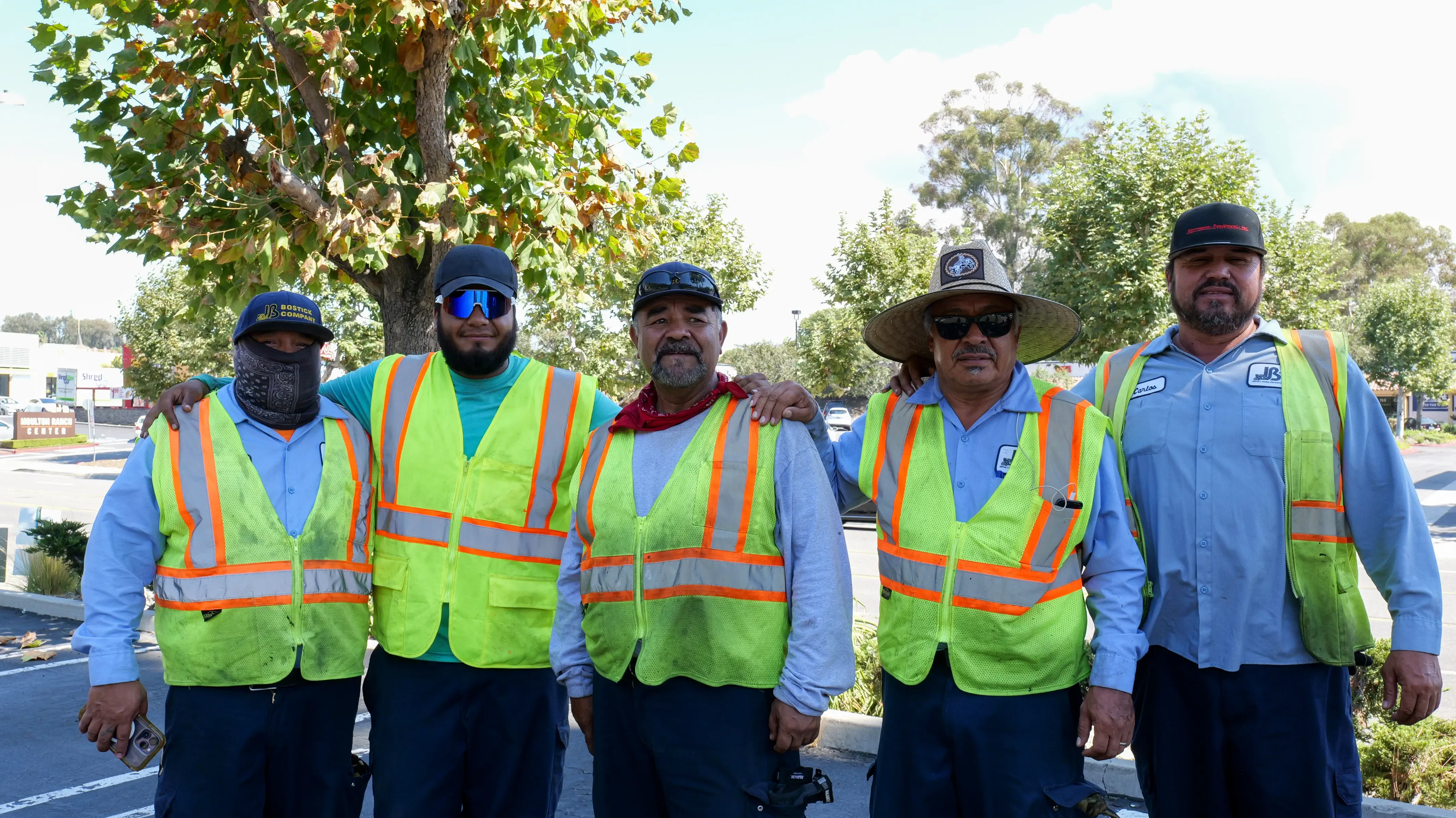 Asphalt paving crew on project job site