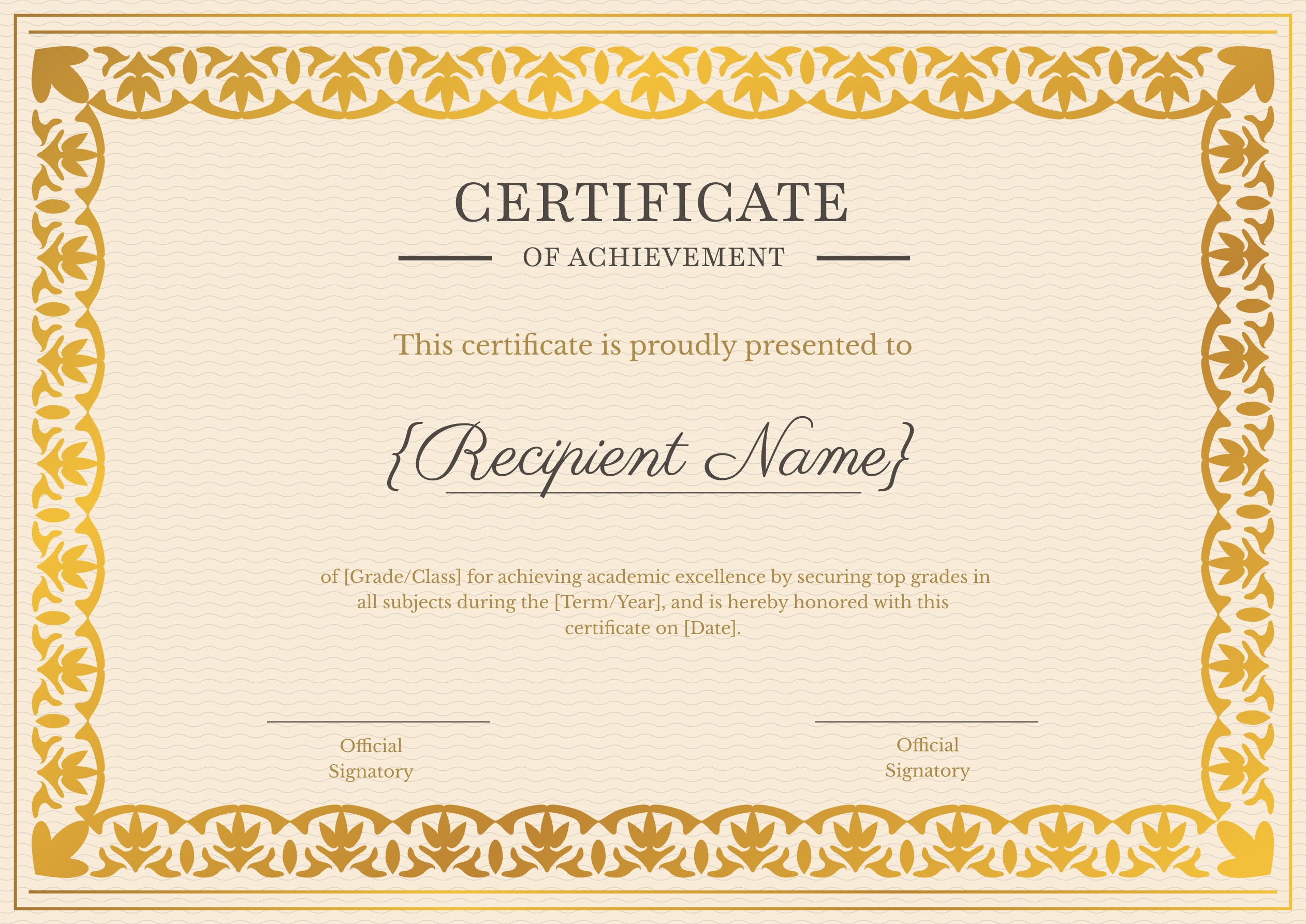 Wauld - Traditional and formal school academic achievement certificate template