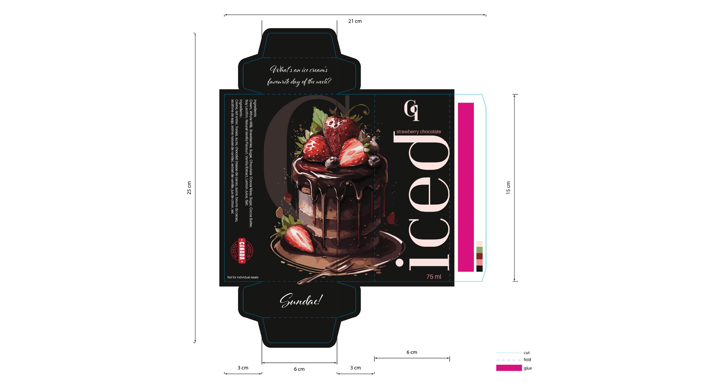 iced ice cream package die cut layout