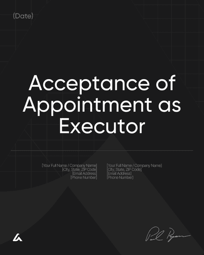 Acceptance of Appointment as Executor