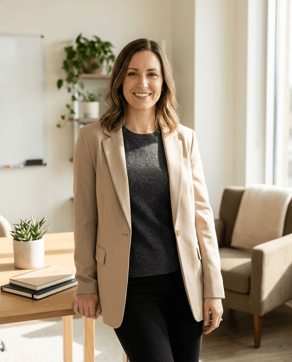 Man in glasses wearing a grey suit and blue tie, looking calmly at the camera.