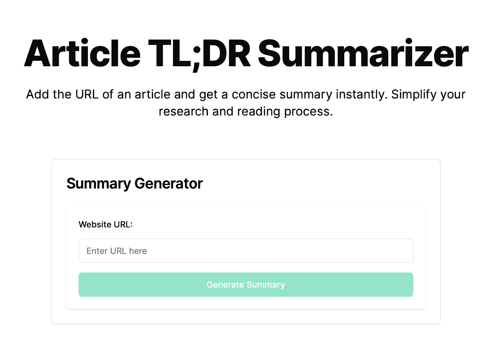 AskDocs Free Tool - TLDR Article Summarizer