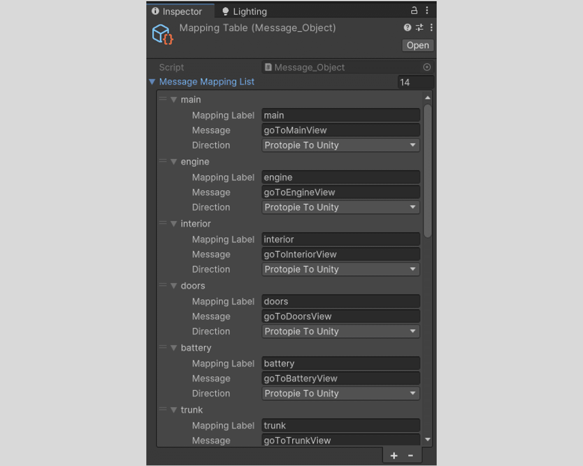 メッセージマッピングの設定