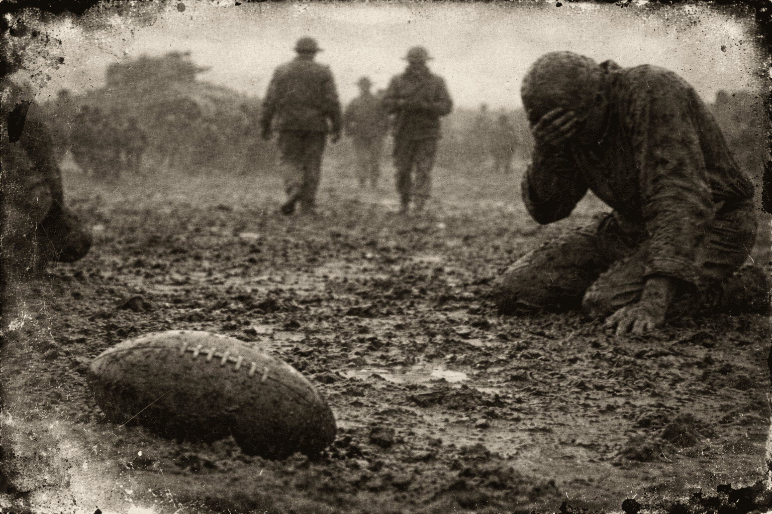 The clash is not chaotic but deliberate --- bodies angled, weight commited, decisions made at speed.