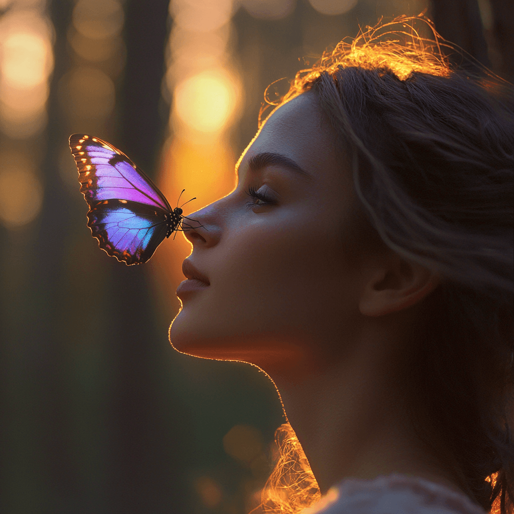 A circle of people sitting cross-legged, meditating with hands in a prayer position. Soft, warm lighting.