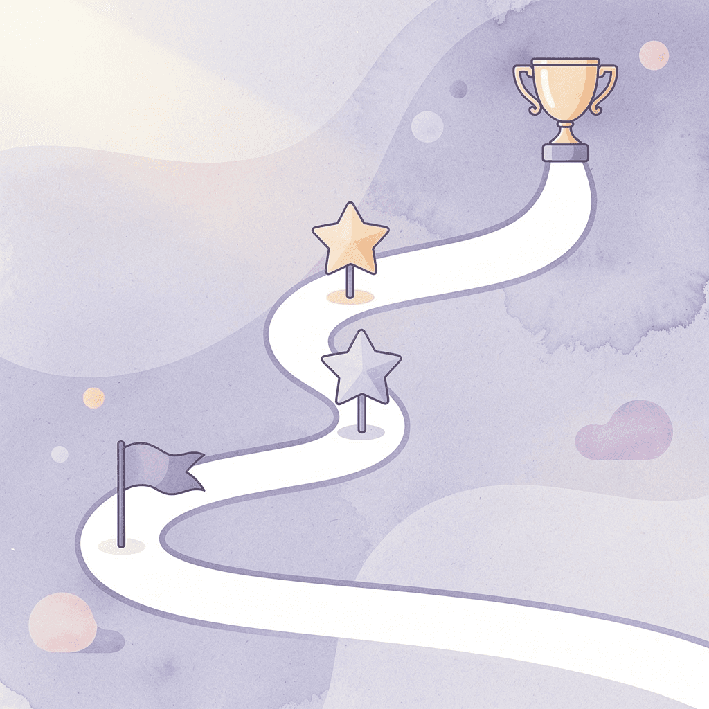 Scene illustration of a winding path with milestone markers representing the multi-step LLC wind-up process before dissolution filing