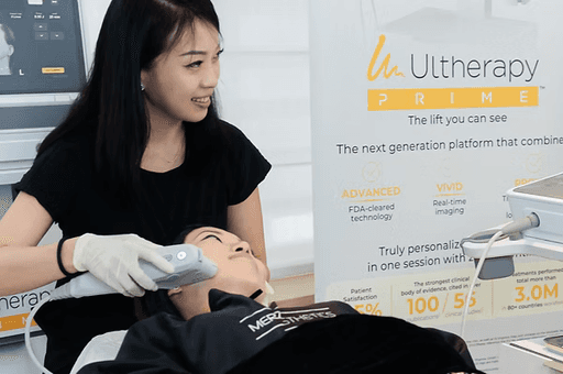 Dr Shirley is doing Ultherapy treatment to a patient