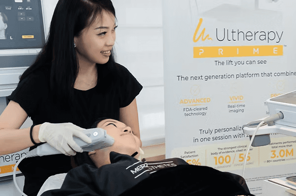 Dr Shirley is doing Ultherapy treatment to a patient