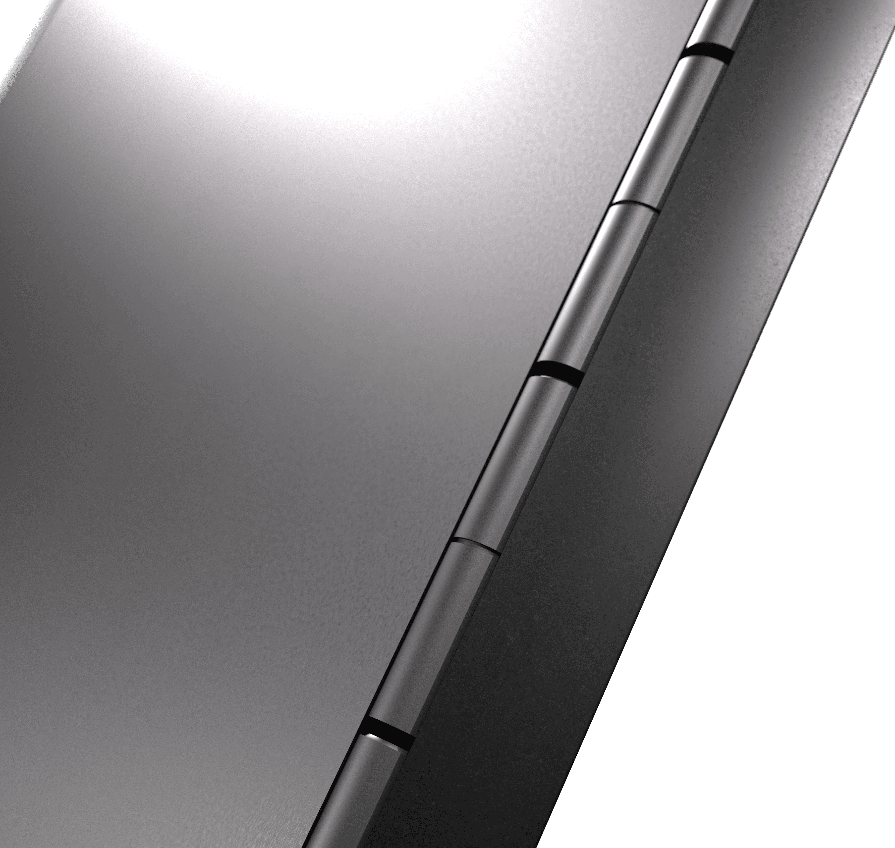 Closeup of the Smartcycle door hinge against grey background.