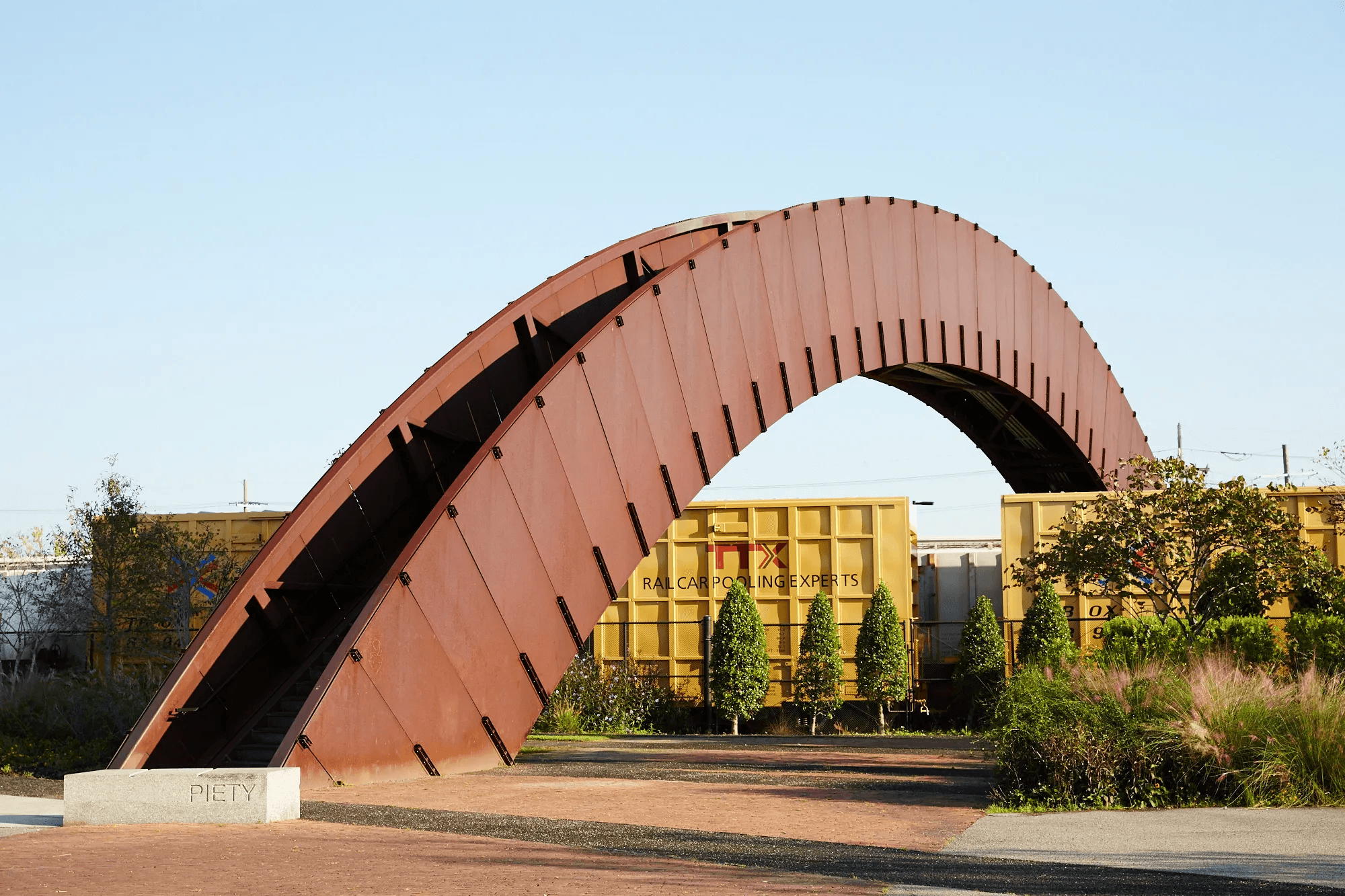 The iconic foot bridge at Crescent Park in the Bywater in New Orleans