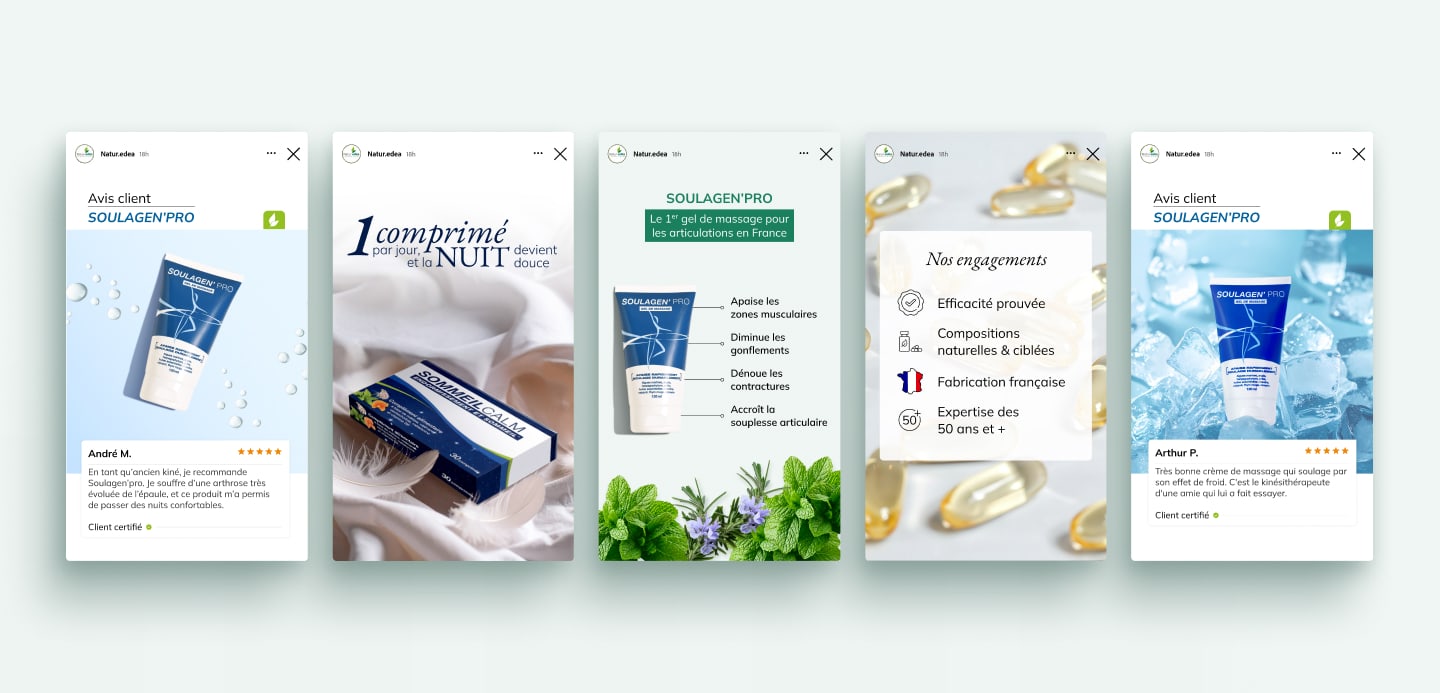 Présentation de visuels de story pour instagram. Ambiance douce et naturelle.