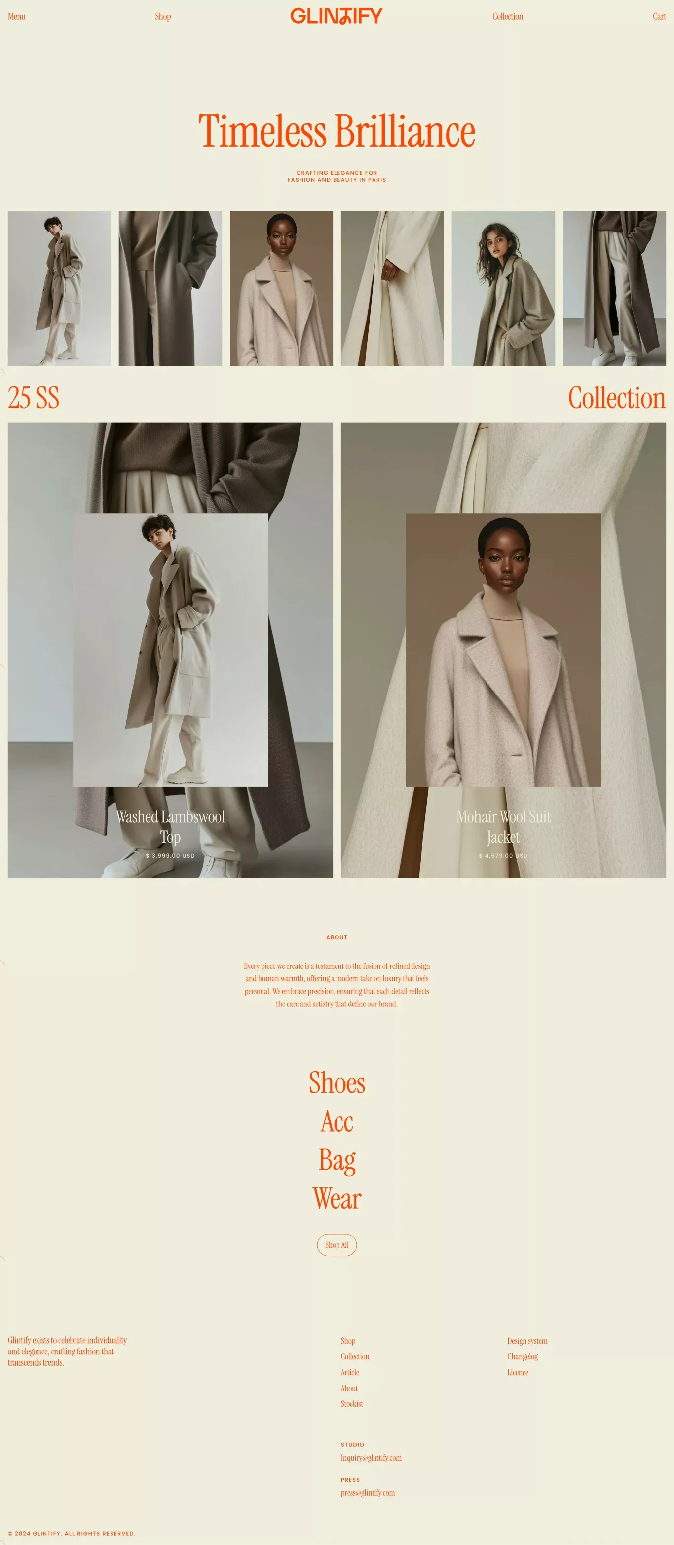 GLINTIFY - Webflow HTML website template ecommerce page screenshot showcasing Beauty and Ecommerce design