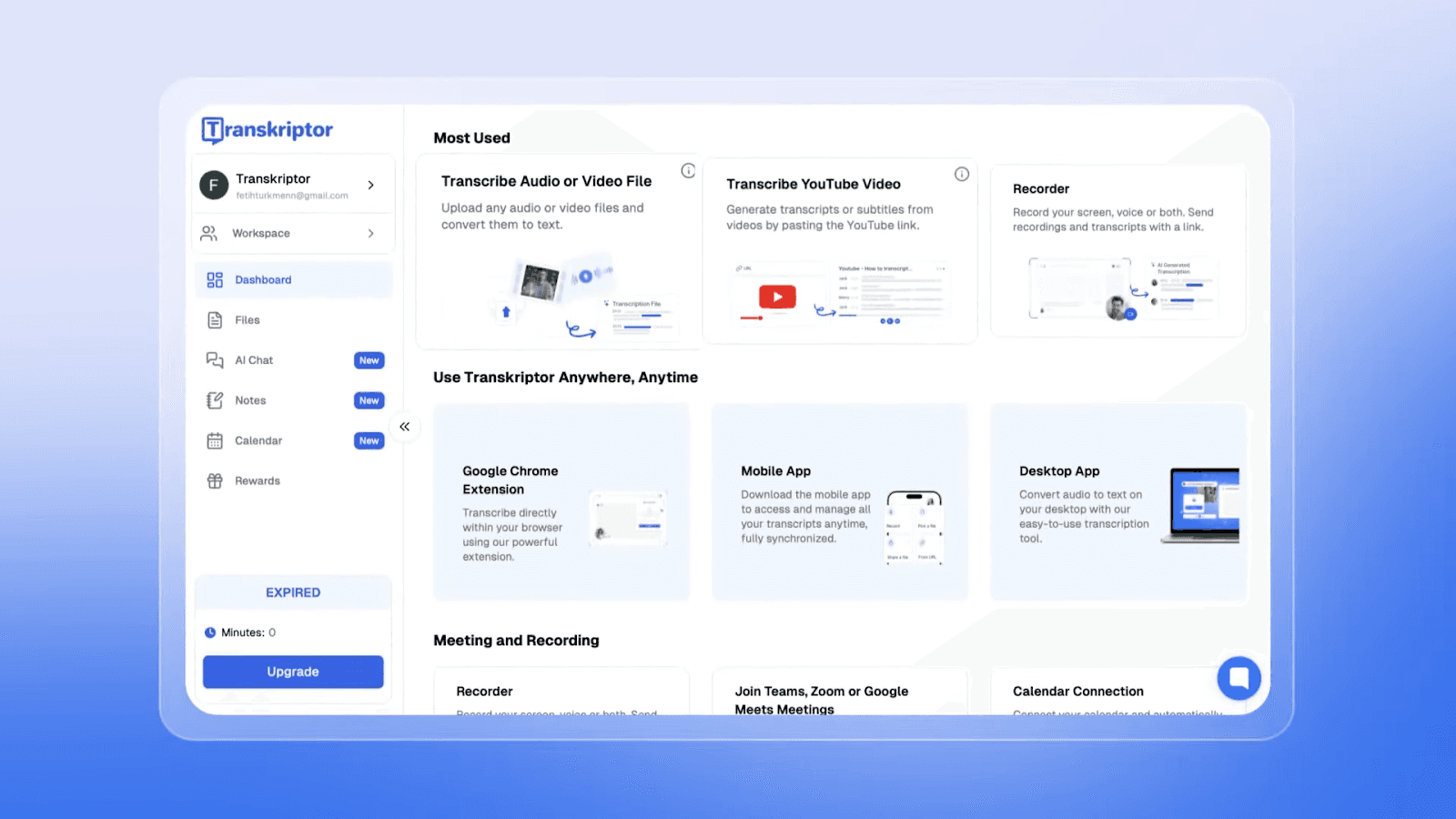 Transkriptor (AI Note Taker) screenshot