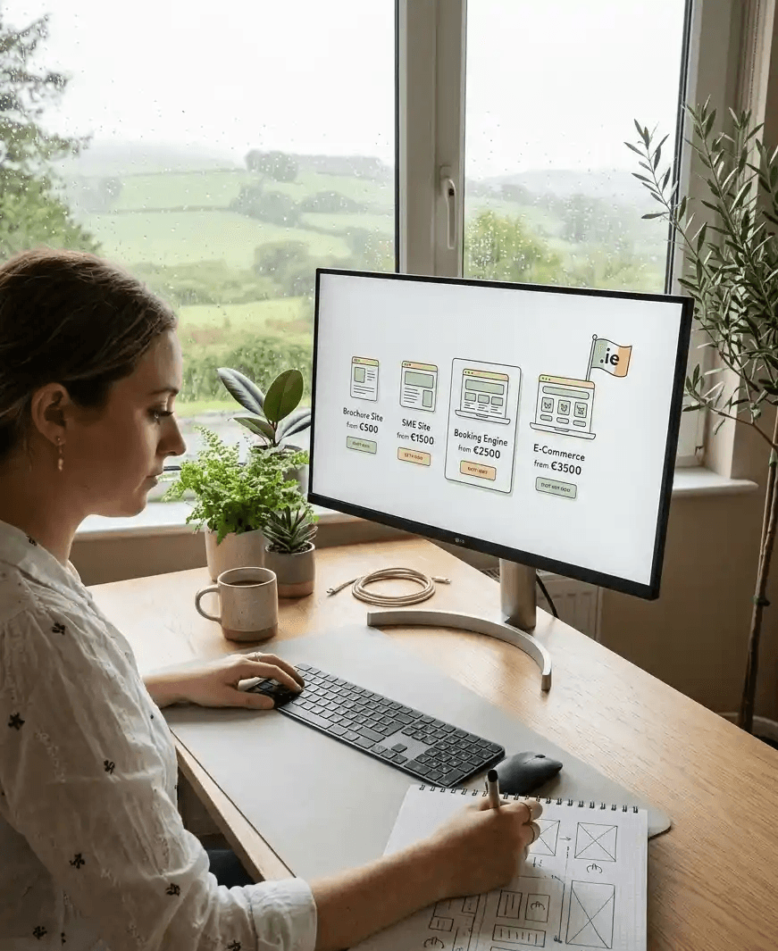 Woman drawing up a quote for websie design in Ireland