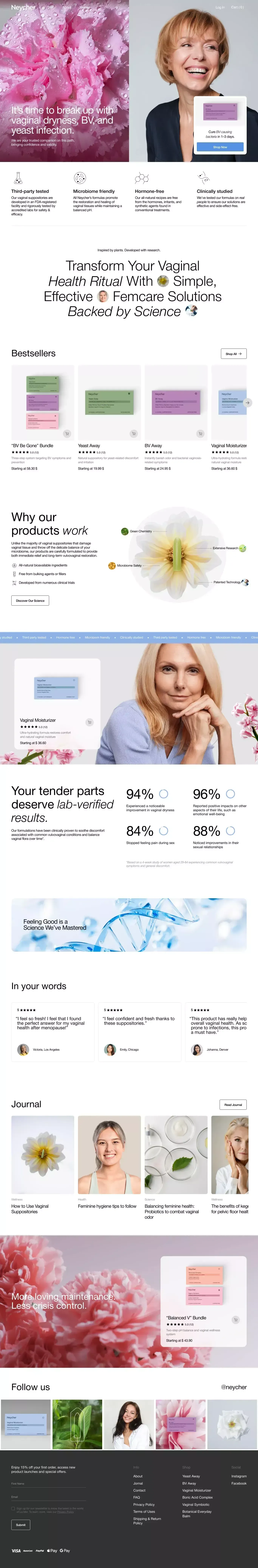 Neycher ecommerce page screenshot showcasing Ecommerce and Health & Fitness design