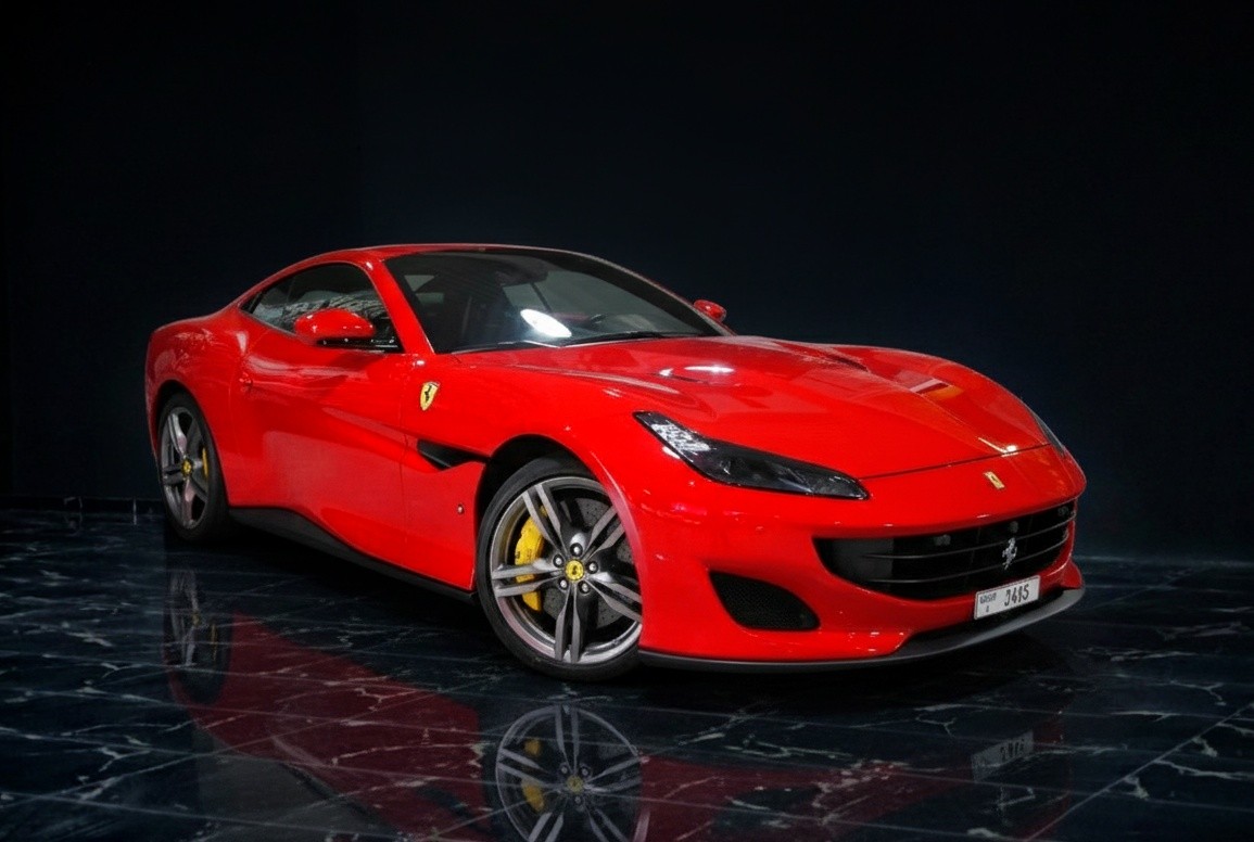 Ferrari Portofino 2020 front view available for luxury car rental in Dubai by Queen of Supercar Rental