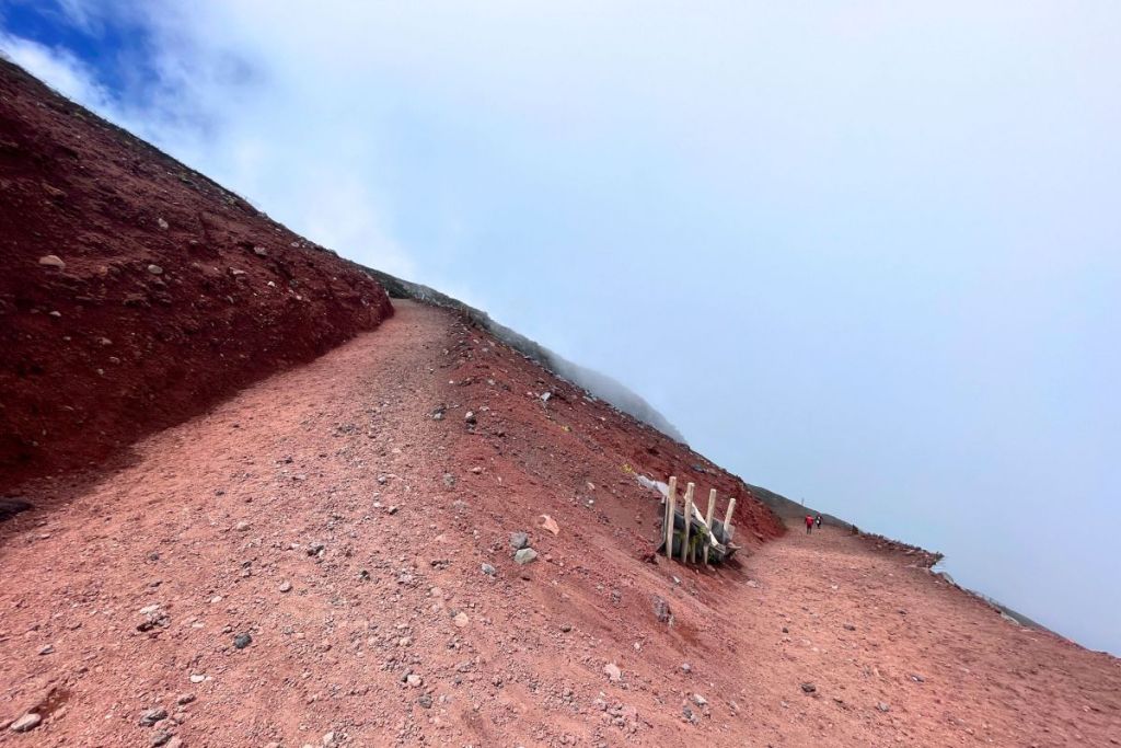 Switch backs on the descent trail on Mount Fuji