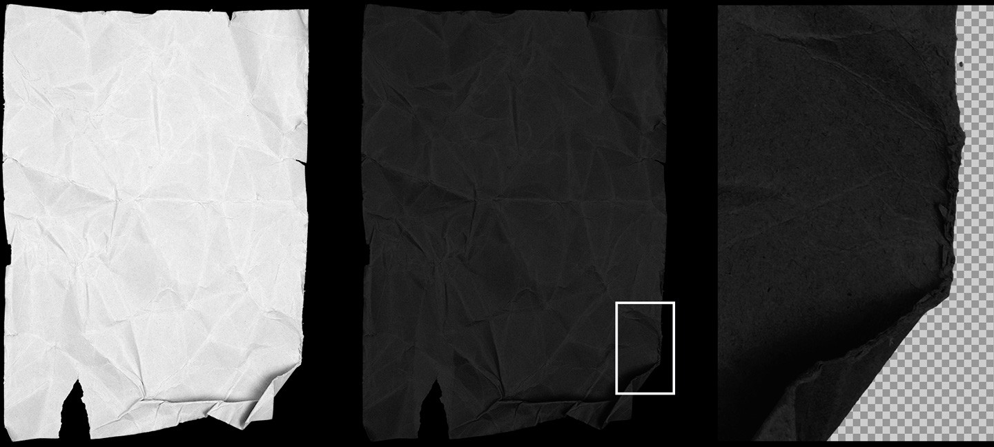 High resolution crumpled paper sheets texture detail showing realistic wrinkles and folded paper surface grain