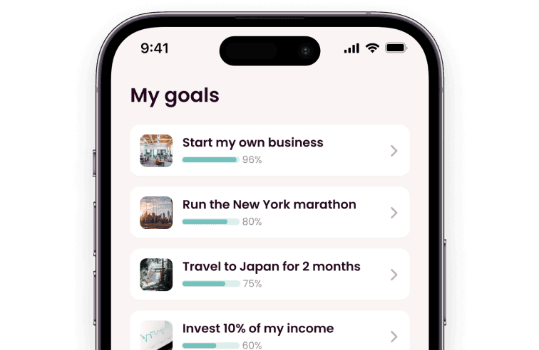 Goals list screen in Griply app
