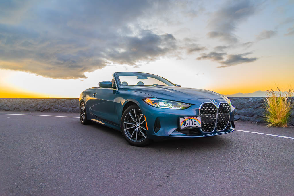 Blue BMW 430i for rent in Hawaii