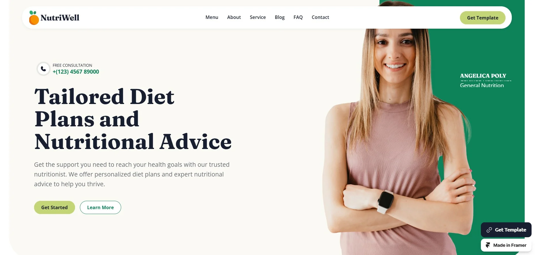 Best Framer Templates for Wellness - Nutriwell 