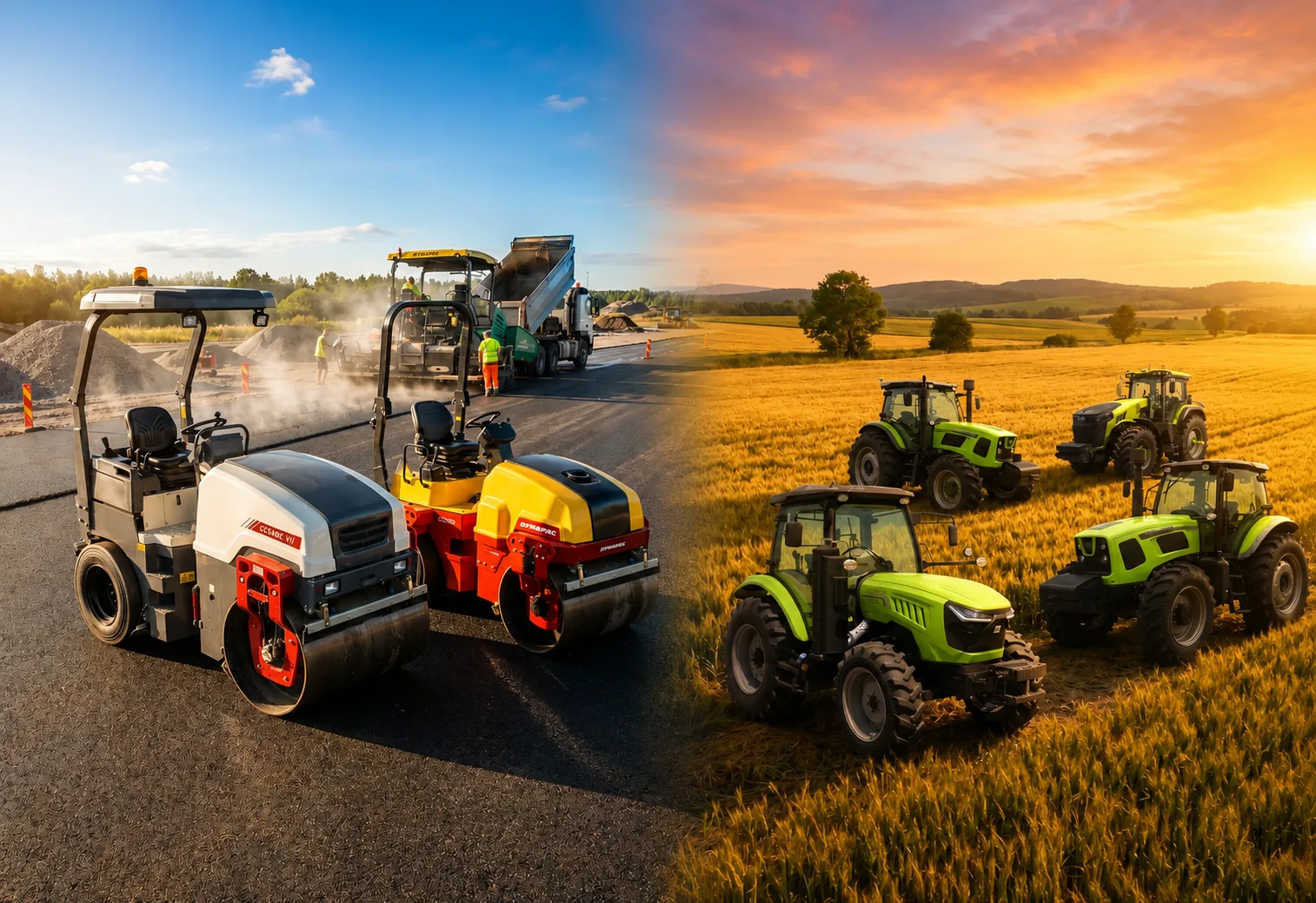Rolo compactador Dynapac e tratores Zoomlion para obras e agronegócio no Mato Grosso do Sul