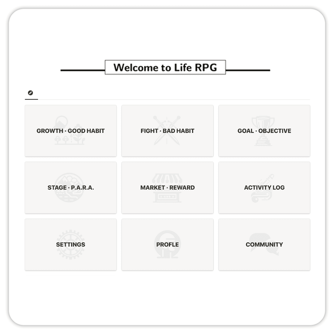 Notion LiFE RPG Dashboard - Minimal Theme