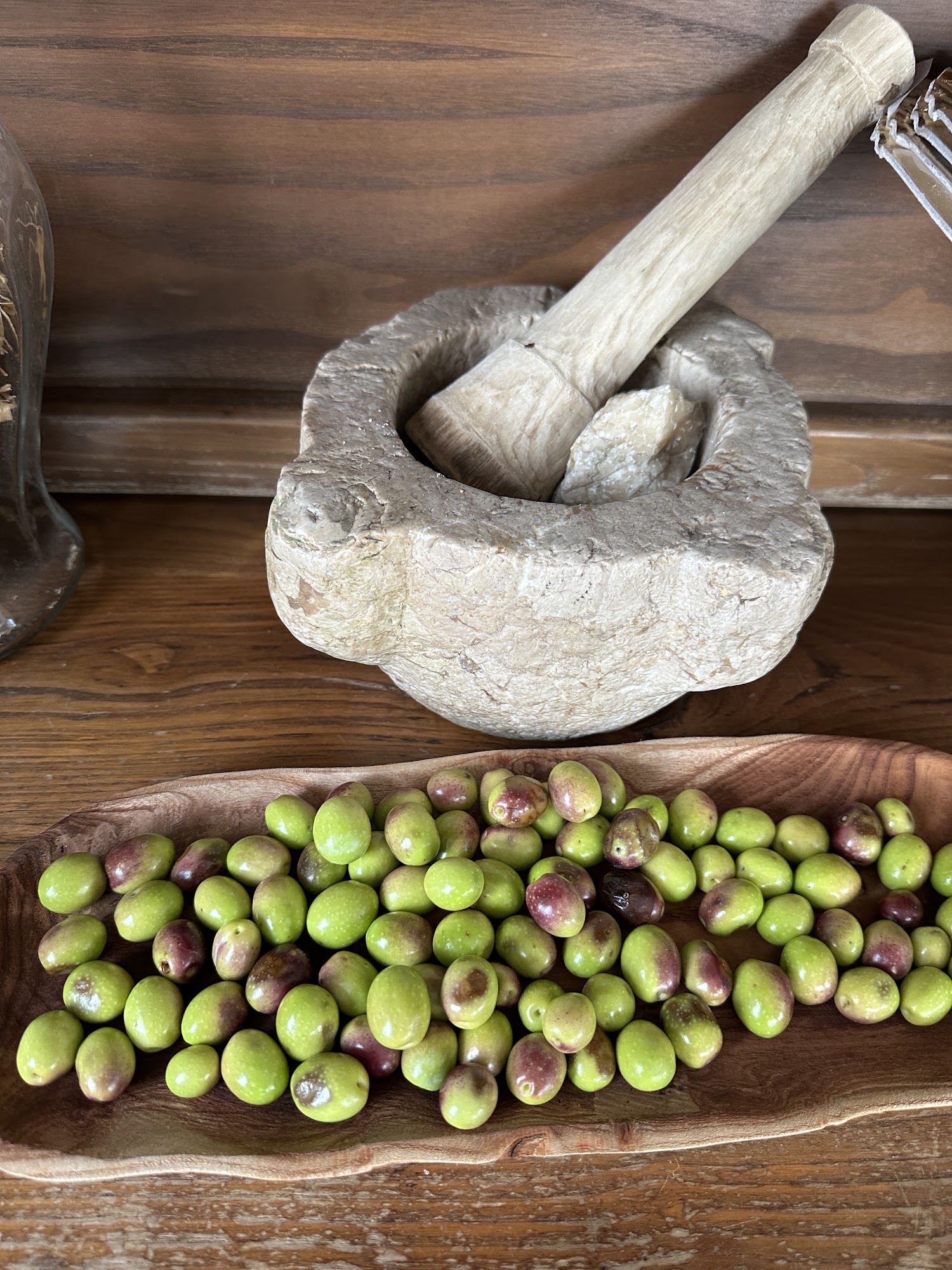 Olives and a stone mortar, from our own album