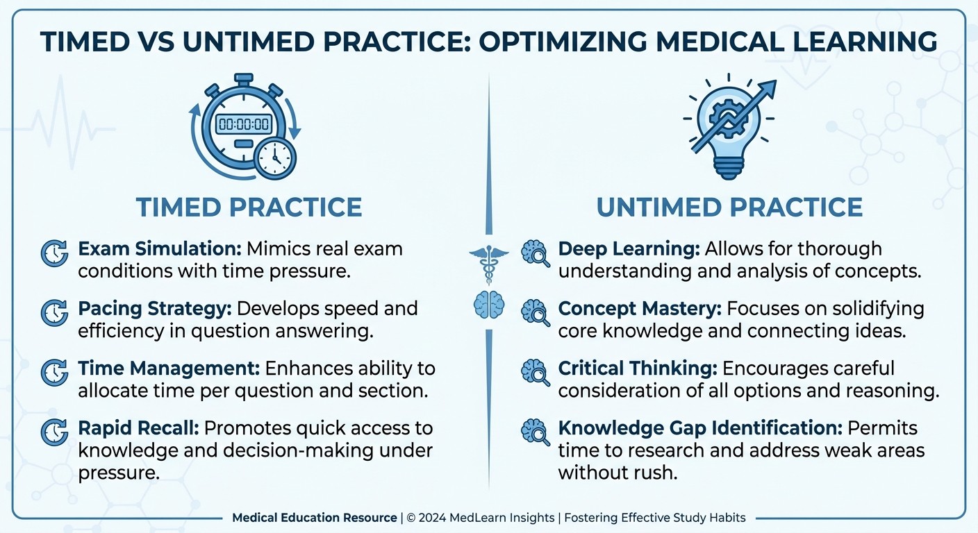 Timed vs untimed practice blocks comparison for NBME Step 1 preparation