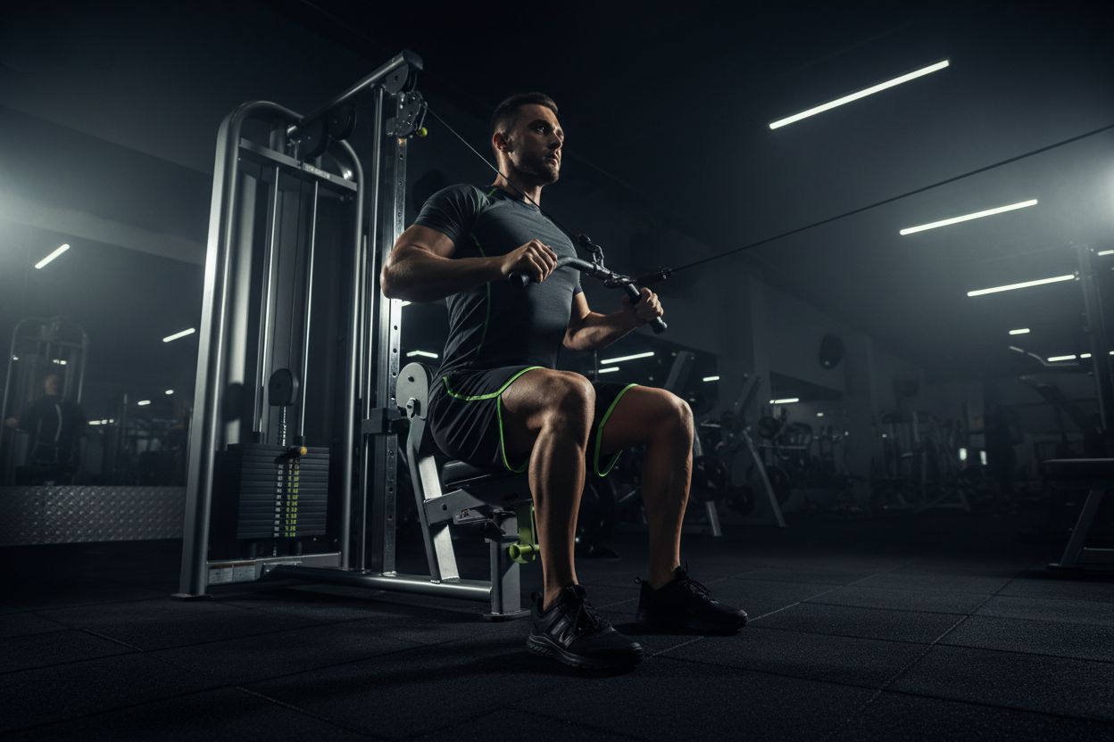 Person performing seated row