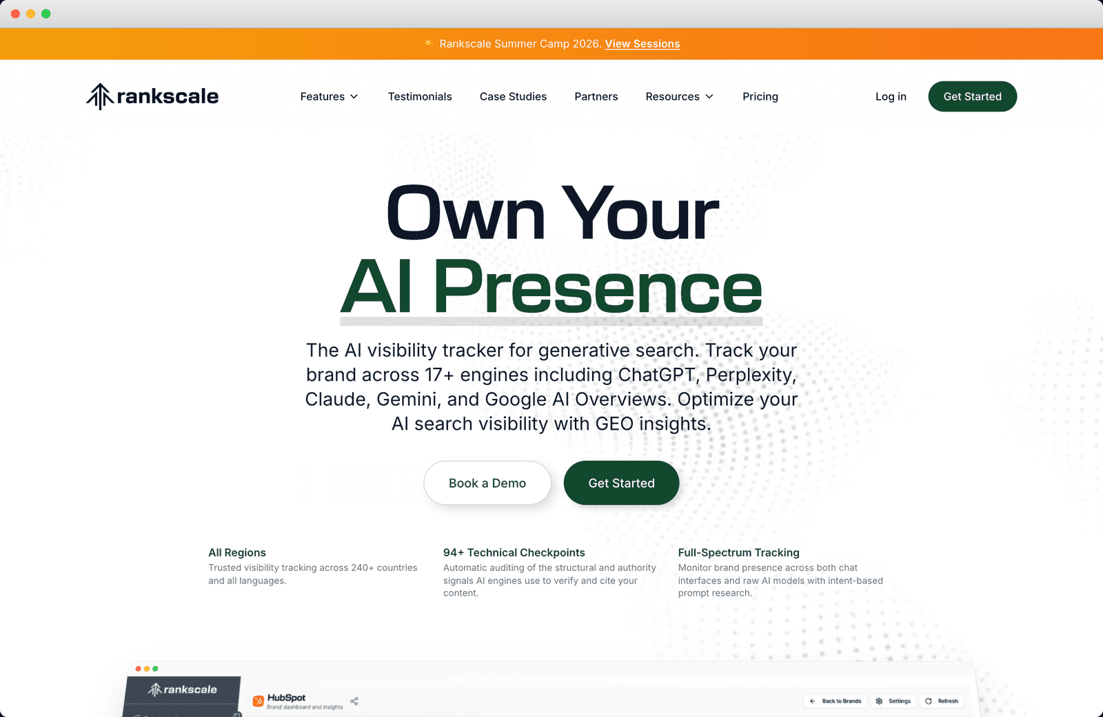 Rankscale brand dashboard, credit usage view
