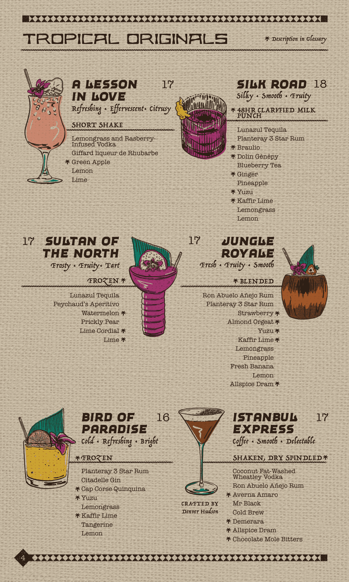 Callisto Cocktail menu 3