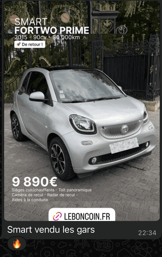 Smart vendue par un membre