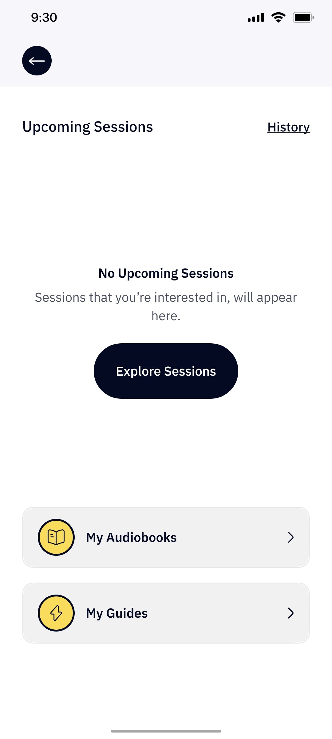 Outskill Upcomming sessions screen