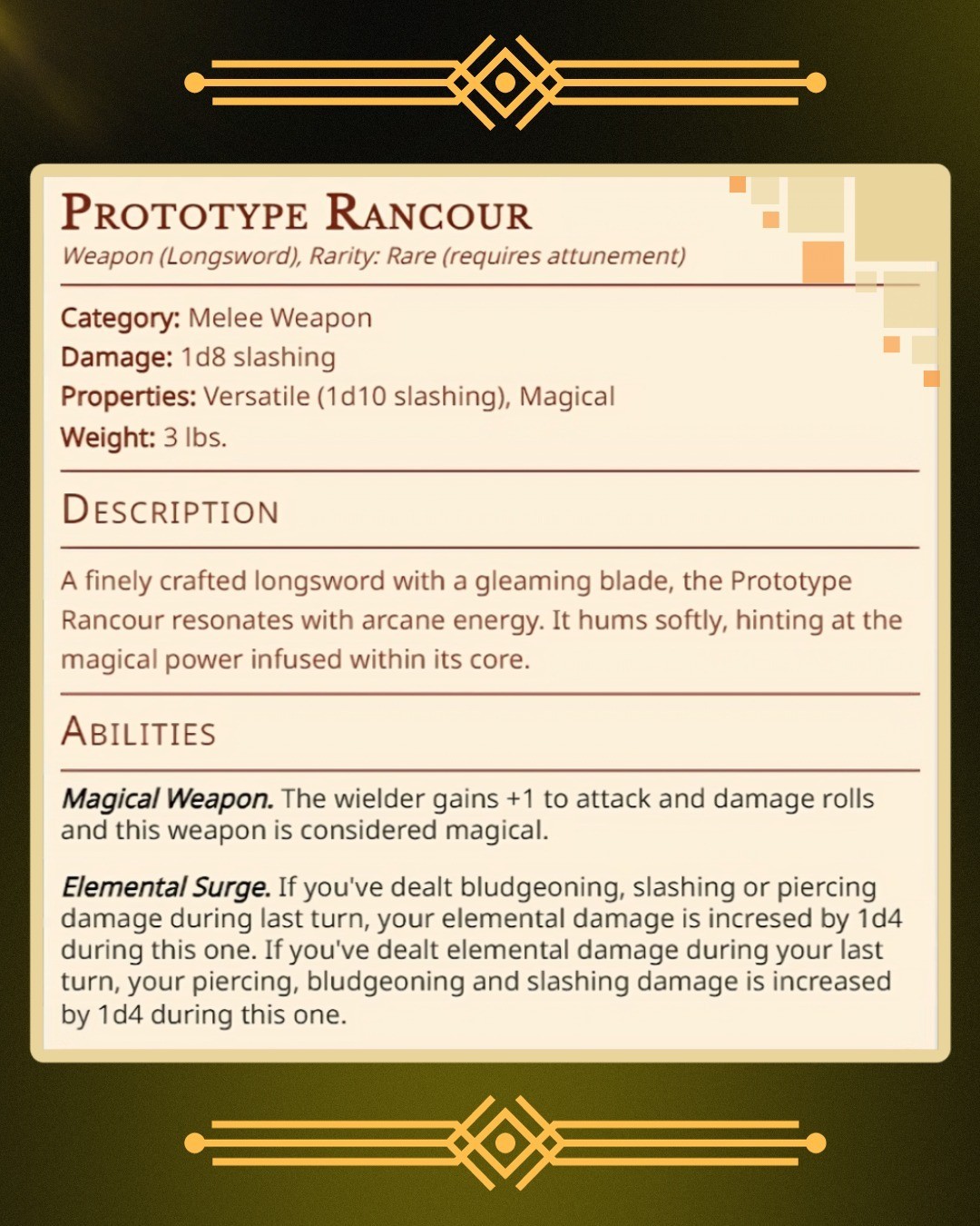 Prototype Rancour - Description