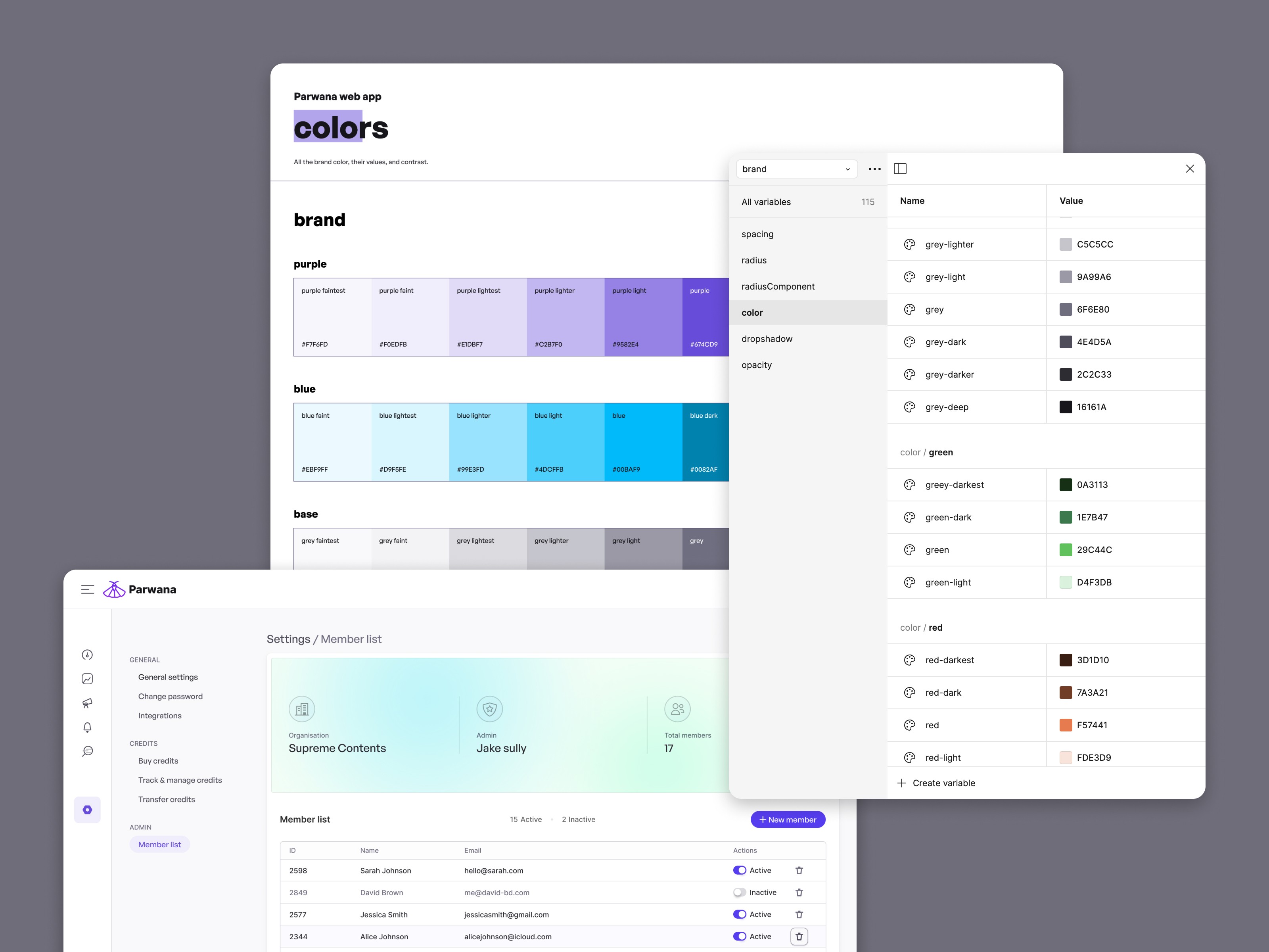 Parwana design system. Design system for a SaaS product. Design system kit