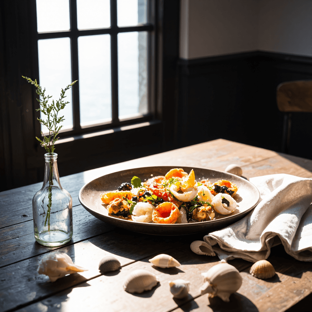 product photography of Gourmet Seafood Dish