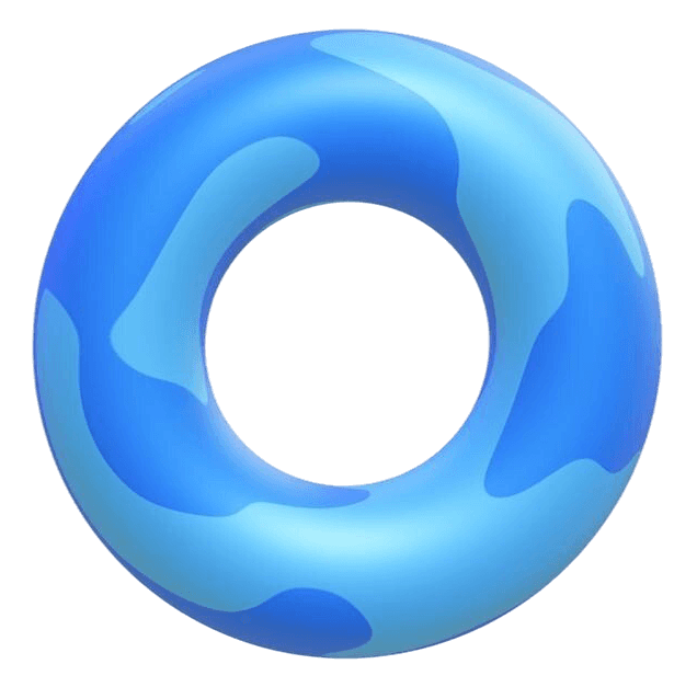 3D illustration of a blue water-like lifebuoy on a light blue background.