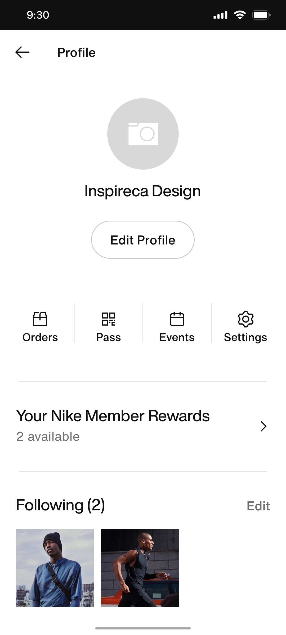 Nike App Profile Screen 2