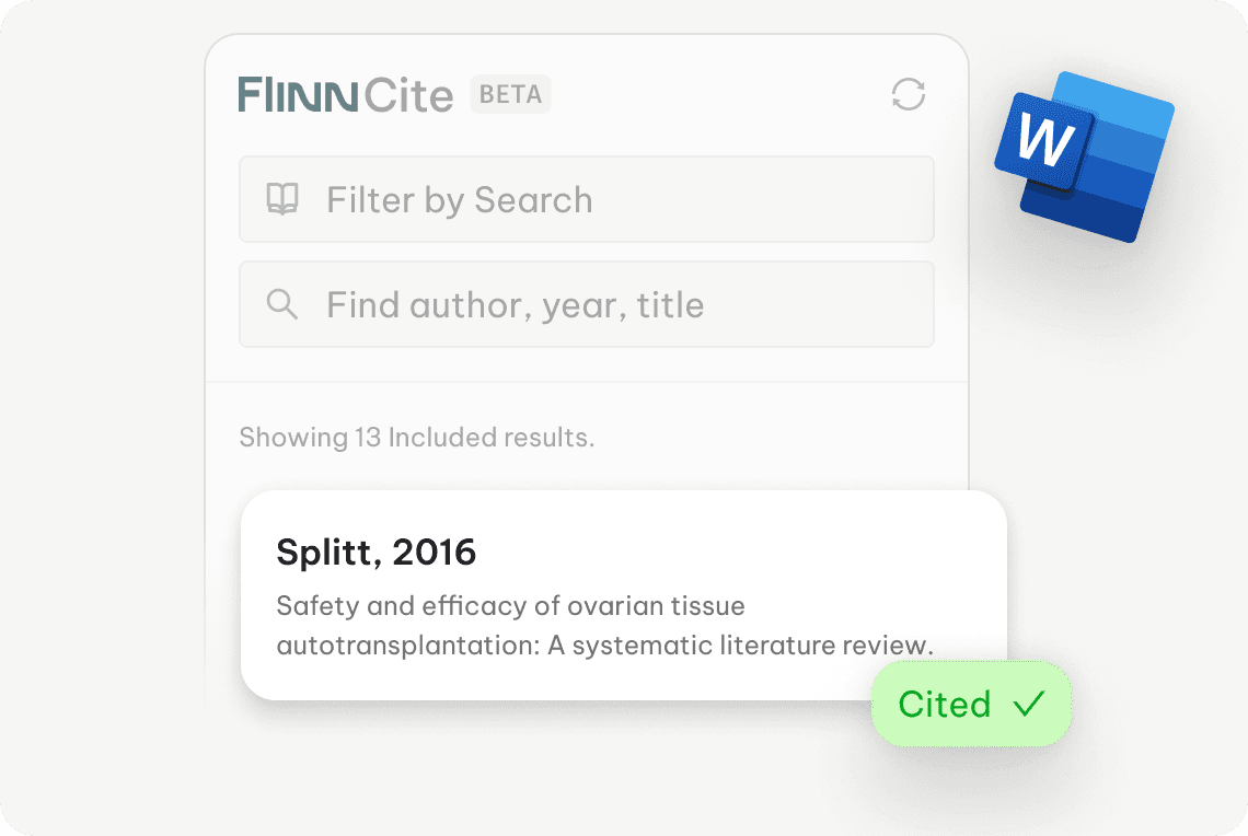 Flinn Cite plugin for Microsoft Word enabling automated citations from evaluated literature directly into regulatory reports.