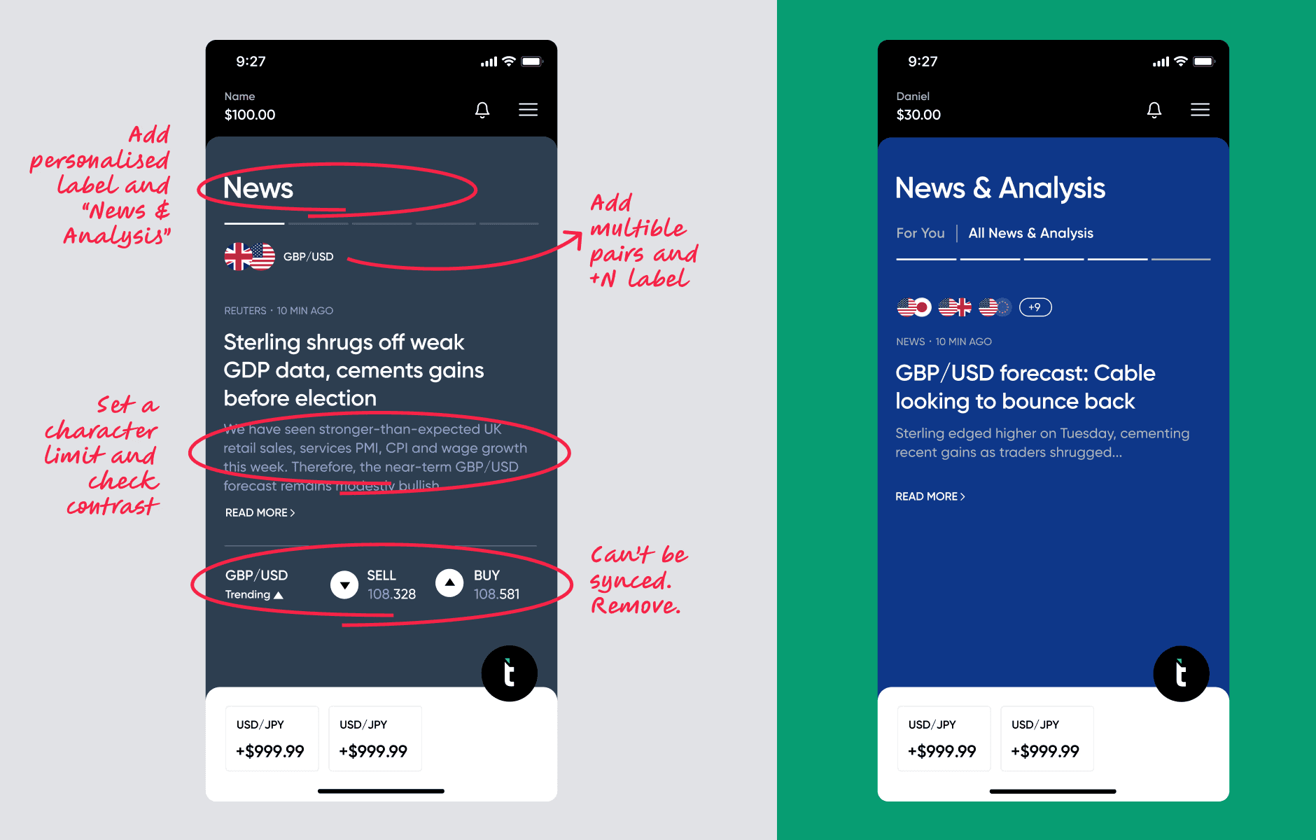 Initial VS refined feature.