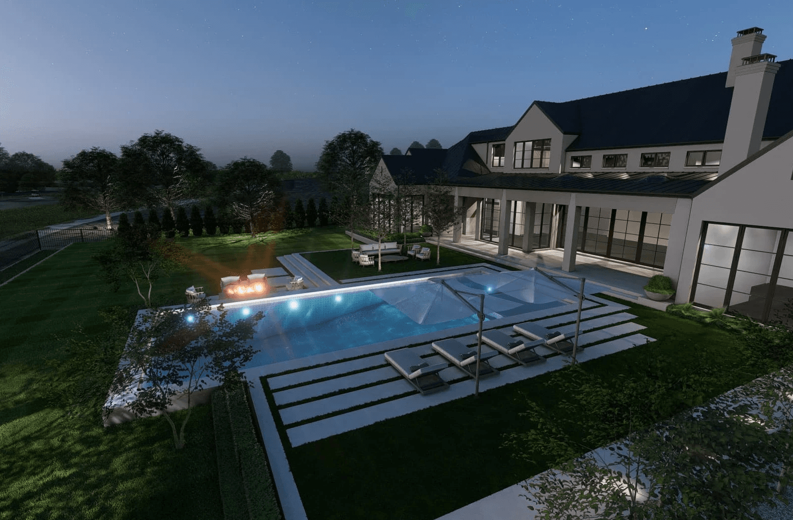 Luxury pool and hardscape design by Blount Designs, The Preserve Frisco TX