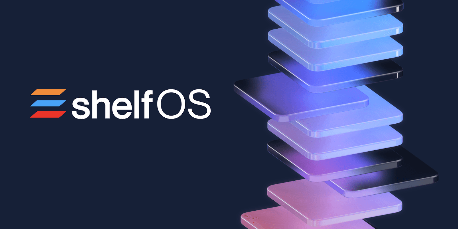ShelfOS logo with abstract stacked layers symbolizing data and AI integration.
