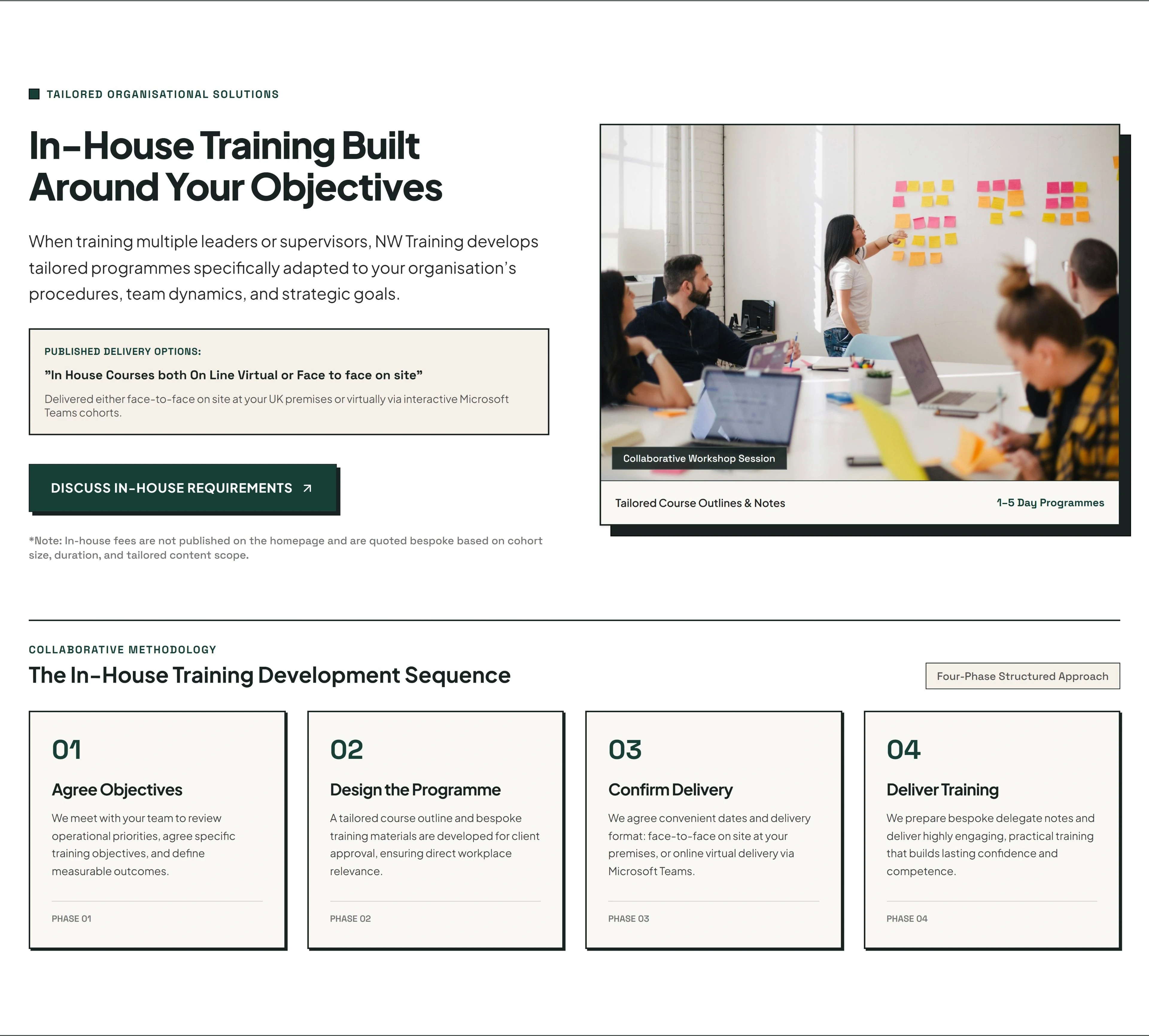 Explain how tailored training takes shape. — Offer & four-step process, desktop