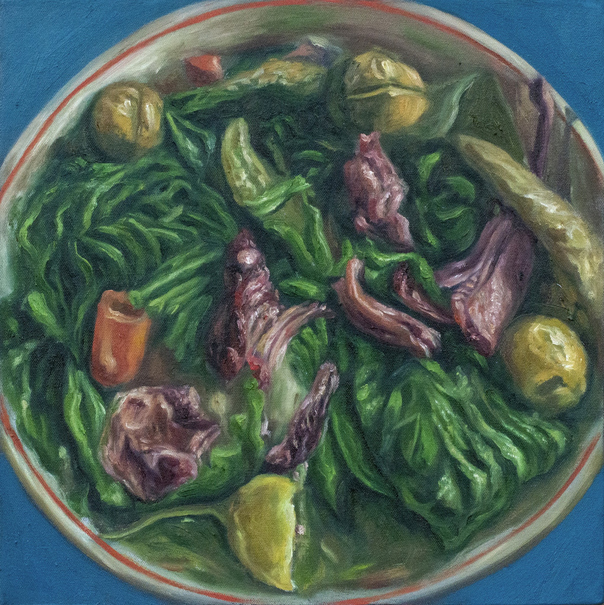 red and white abstract painting