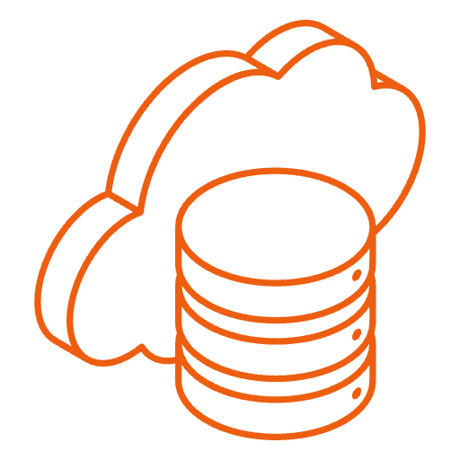 Cloud storage with multiple stacked database icons, representing cloud-based data management.